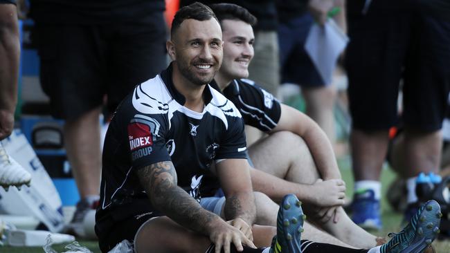 Quade Cooper pictured on the sideline during Wests v Souths rugby at Toowong, Brisbane 29th of April 2018.  (AAP Image/Josh Woning)