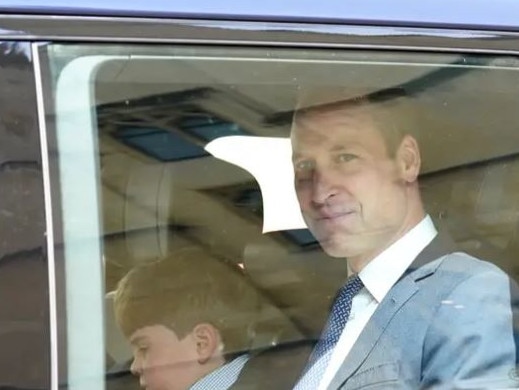 Prince William and Prince Louis leave the coronation rehearsal at Westminster Abbey. Picture: PA