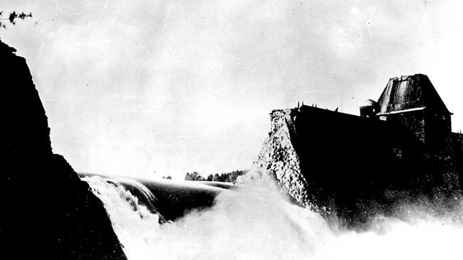 The Moehne Dam four hours after being bombed by the Dambusters raid on Germany during World War II.