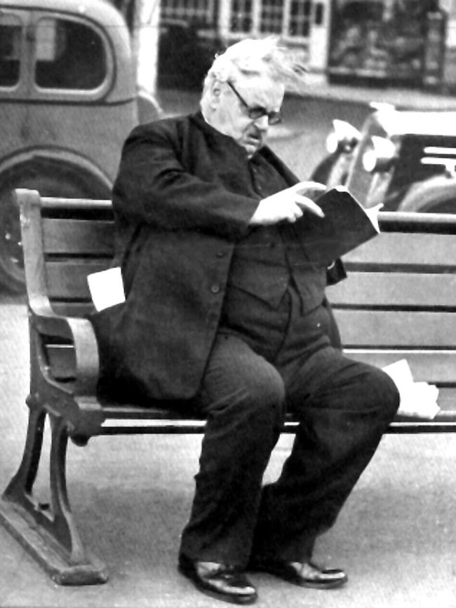 G.K. Chesterton on holiday in Brighton, England.