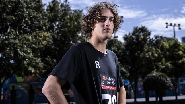 Luke Jackson poses for a photo at the Annual AFL draft profiles in Melbourne today.Picture by Wayne Taylor 2nd October 2019