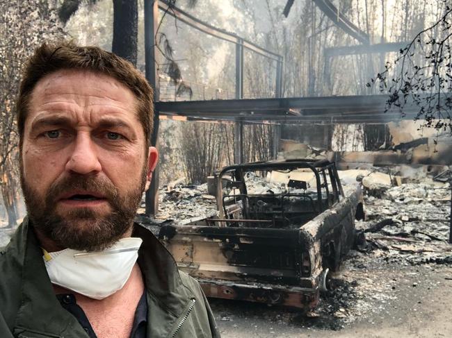 Gerard Butler returns to find his Malibu home destroyed. Picture: @gerardbutler/Instagram