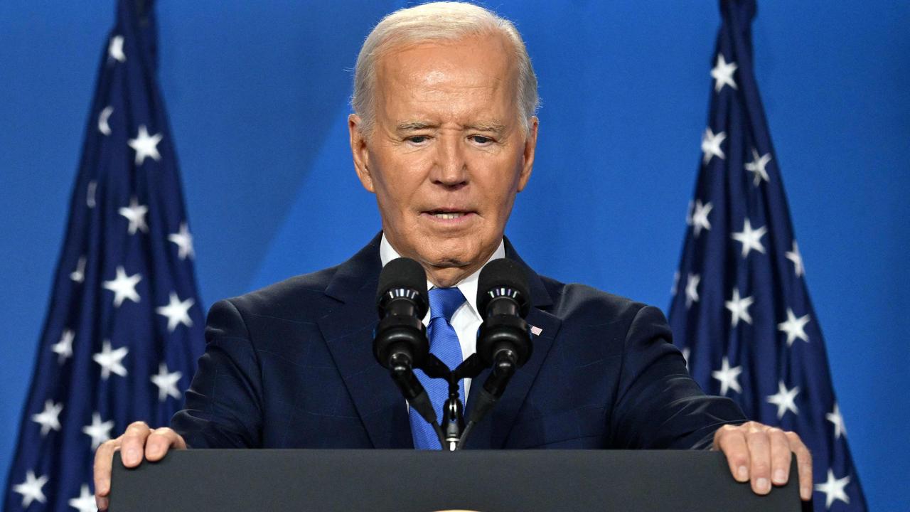 Joe Biden speaks at the end of the 75th NATO Summit. Picture: Saul Loeb/AFP