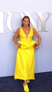 Brooke Shields wears matching yellow crocs to the Tony Awards