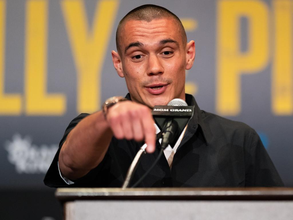 Tszyu speaks at this week's main press conference. Picture: PBC Boxing