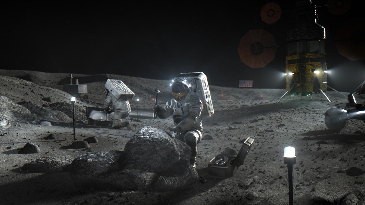 Artist's illustration of Artemis astronauts working on the Moon. Picture: NASA