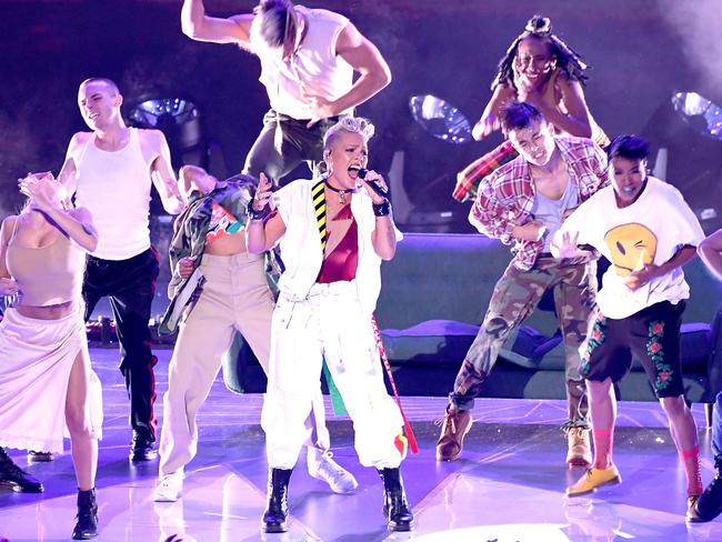 Pink performs during the 2017 MTV Video Music Awards. Picture: Getty