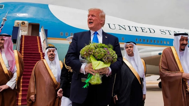 Local Saudi media remarked how the president was treated like royalty. Picture: AFP