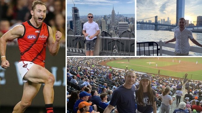 Devon Smith can't wear Dons colours because of his knee injury, so instead he's taking in the sights and sounds of New York.