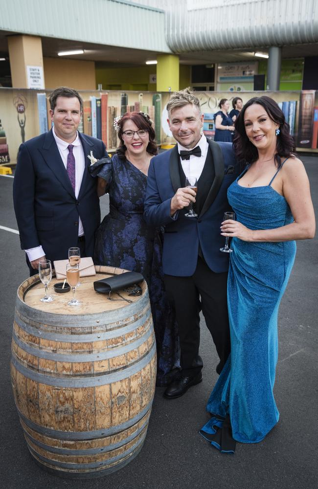 Ready for the awards are (from left) David and Tracy Curless of Blooming Gorgeous with Stephen Nunn and Alex Baker of FX Technologies at the Focus HR Business Excellence Awards 2023 hosted by Toowoomba Chamber at Rumours International, Saturday, October 21, 2023. Picture: Kevin Farmer