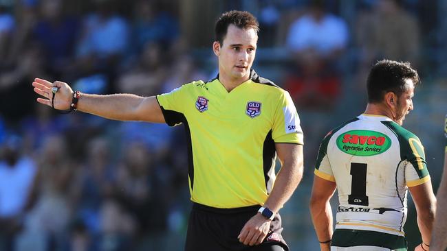 Daniel Schwass refereeing an Intrust Super Cup match. Picture: SMP Images