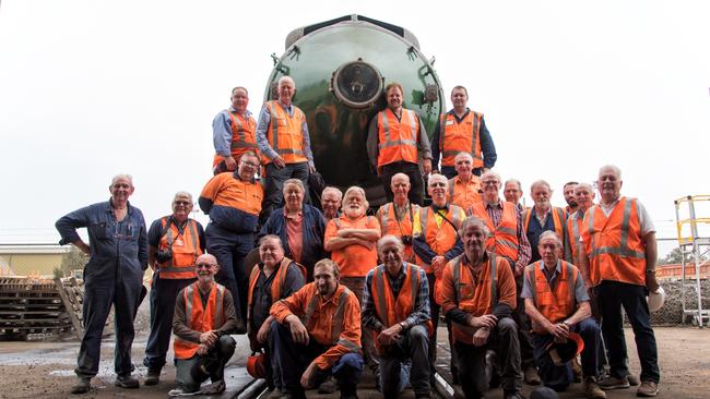 Transport Heritage NSW volunteers who restored the 3801 steam engine. Picture: Transport Heritage NSW