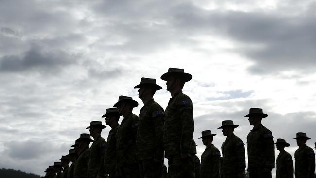 Task Group Taji pictured on parade at the Gallipoli Army Barracks before being deployed to Iraq, Brisbane 18th of April 2018.  Around 300 personnel will be sent from Brisbane.  (AAP Image/Josh Woning)