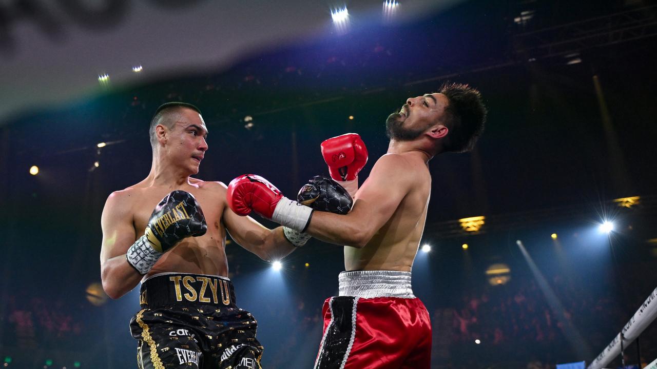 18-06-2023 - Tim Tszyu defeats Carlos Ocampo with a first round knockout in his first world title defence on the Gold Coast on Sunday. Picture: No Limit Boxing