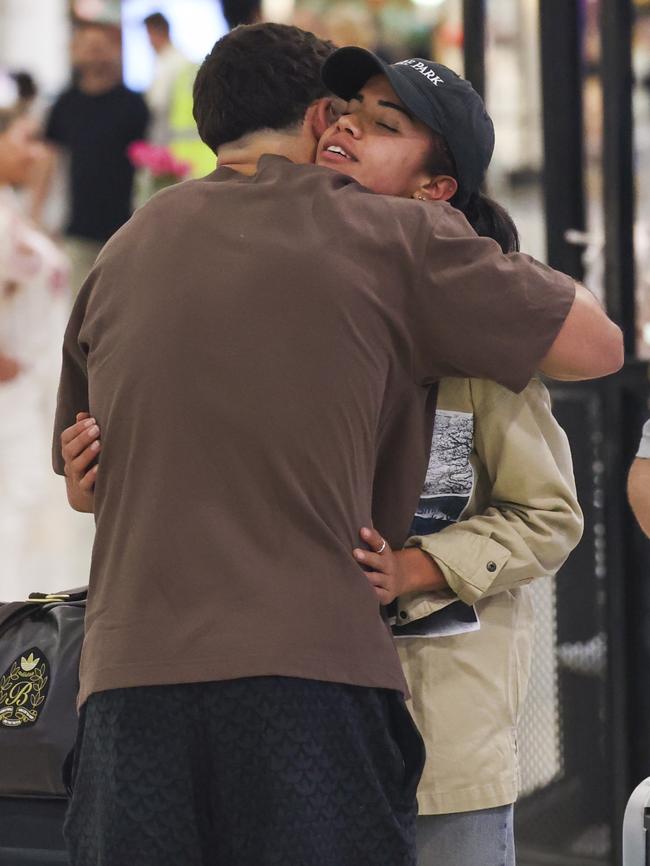 The couple embraced when they saw each other. Picture: Media Mode