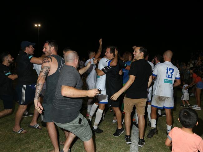 A brawl broke out between spectators at the Gold Coast Premier League senior men's grand final between Surfers Paradise Apollo and Palm Beach Sharks in 2020. Picture: Mike Batterham