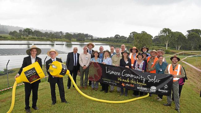 The launch of Lismore Community Solar - a project which includes the construction of Australia&#39;s largest floating solar farm. Picture: Jasmine Burke