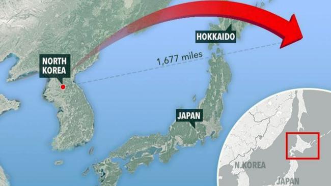 North Korea’s missile capabilities over Japan. Picture: The Sun