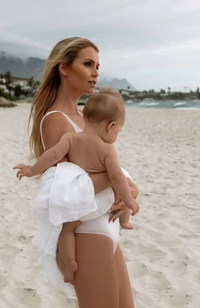 Lady Kitty Spencer with Athena at the beach Picture: Instagram/@kitty.spencer