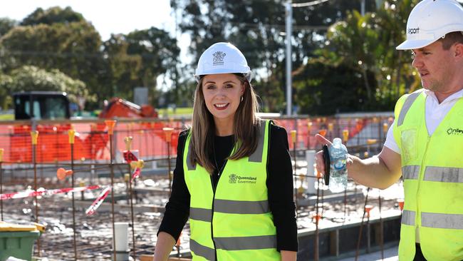 Housing Minister Meaghan Scanlon inspecting construction brought forward on new social homes at Runaway Bay. Picture: Adam Head.