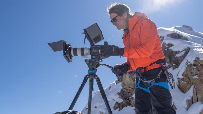 Craig Leeson during filming for his upcoming documentary film, The Last Glaciers. For TasWeekend feature on Craig Leeson, former Tasmanian journalist, and his film A Plastic Ocean. Pic supplied.