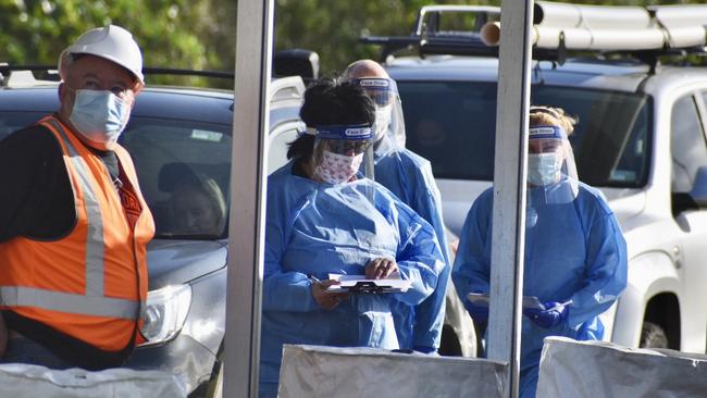 Covid-19 testing takes place at a QML Pathology drive-through clinic in Byron Bay.