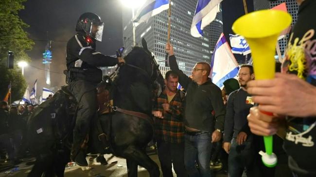 Israeli security forces in Tel Aviv used water cannon to disperse protesters opposed to the judicial reforms