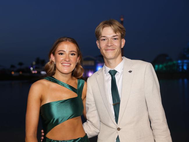 Ainsley Harlow and Connor Maksimas at the Southport State High School Formal at SeaWorld. Picture, Portia Large.