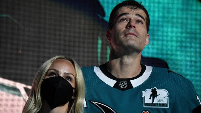 Patrick and Christina Marleau. Photo by Brandon Magnus/NHLI via Getty Images