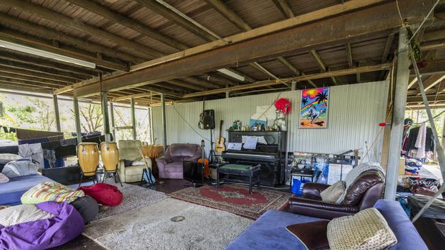 Underneath one of the homes used communally by squatters in Pine Street, North Lismore.