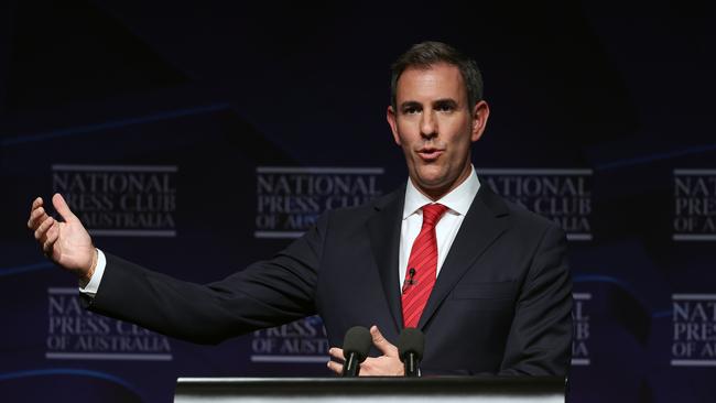 Shadow Treasurer and Federal Labor Member for Rankin, Jim Chalmers, addresses the National Press Club. Picture: NCA NewsWire / Gary Ramage