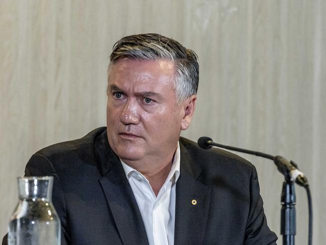 Eddie McGuire speaking to reporters on Monday.