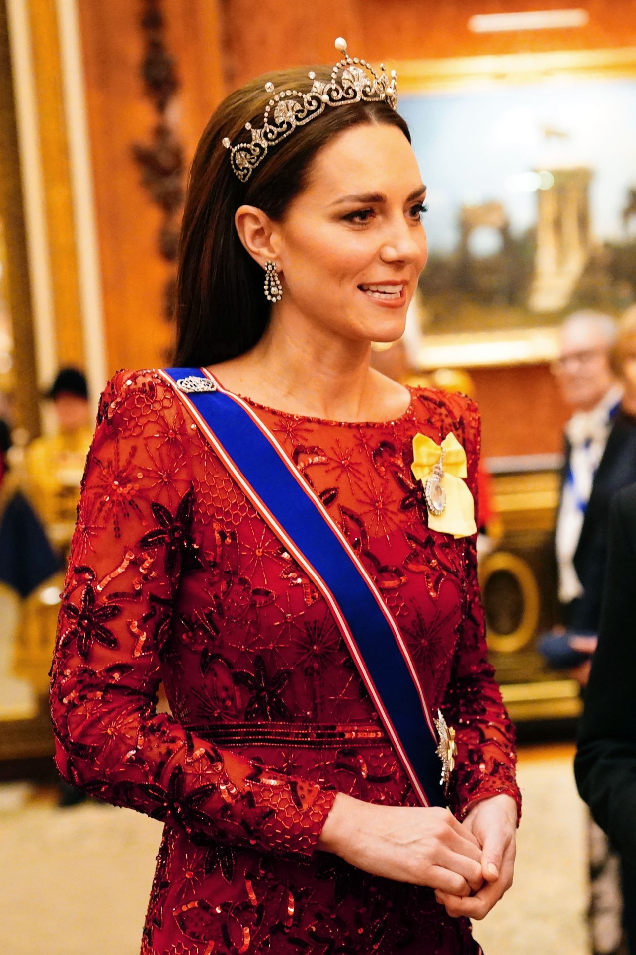 <h2>December 2022</h2><p>Catherine, Princess of Wales, wears the Lotus Flower tiara during a Diplomatic Corps reception at Buckingham Palace.</p>