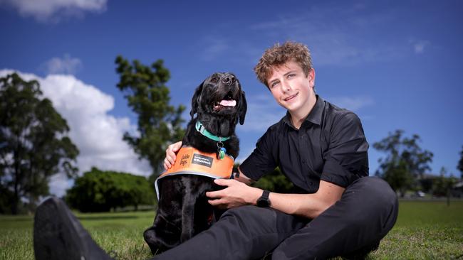 Mitchell Wilkes, 15, with Evie the guide dog. Dr Sau Kuan Cheong, a clinical psychologist, who has just won a National Disability Award, for her work at Guide Dogs Queesland. Picture: Steve Pohlner