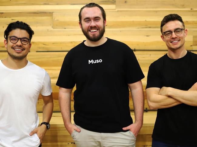 Muso co-founders - Alan Jin, Brandon Crimmins and Jeremiah Siemianow. Source: Supplied.