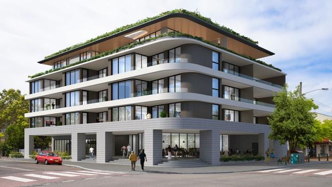 An artist’s impression of the new five-storey shop top housing development.