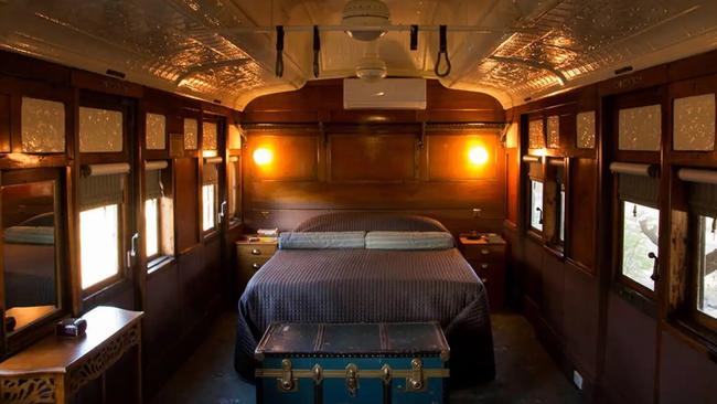 The Railway Carriage in Buninyong resembles a Hercule Poirot film set.