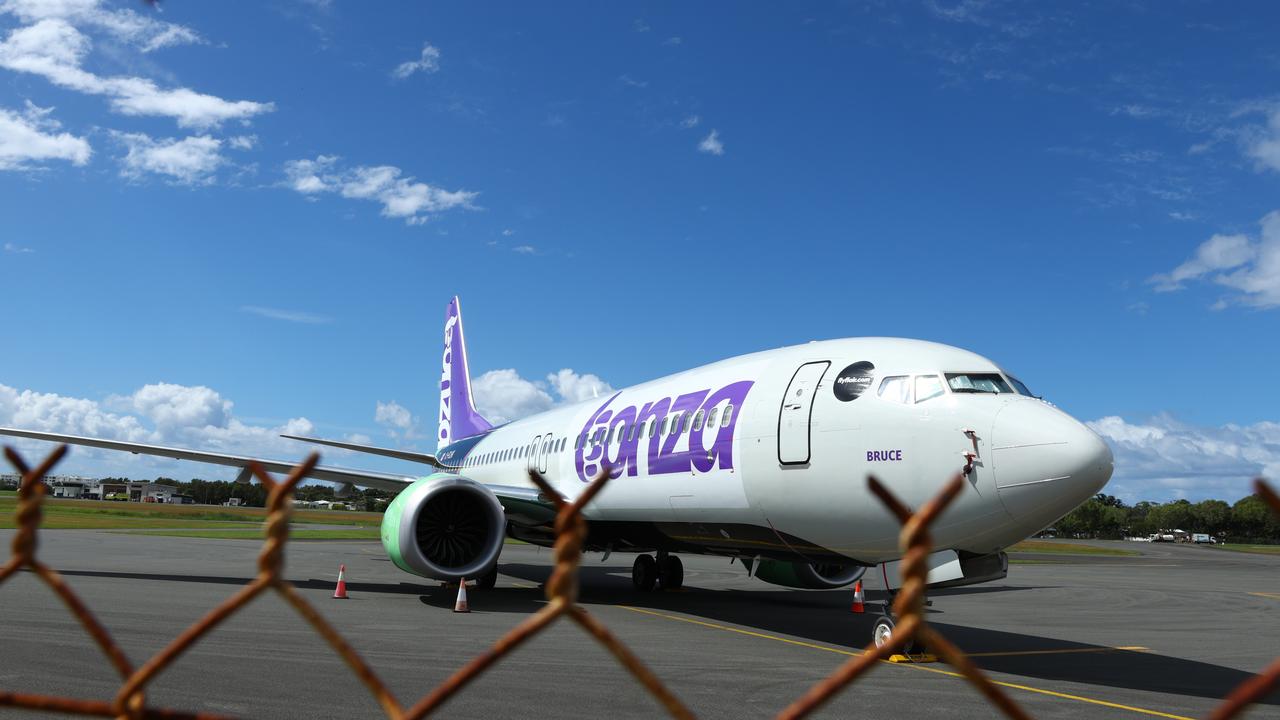 Grounded Bonza planes at Sunshine Coast airport on Tuesday morning. Picture Lachie Millard