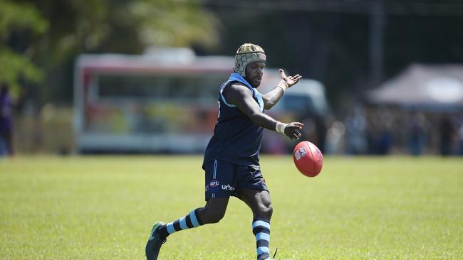 Tuyu Buffaloes Jack Dulla gets boot to ball Picture: Keri Megelus