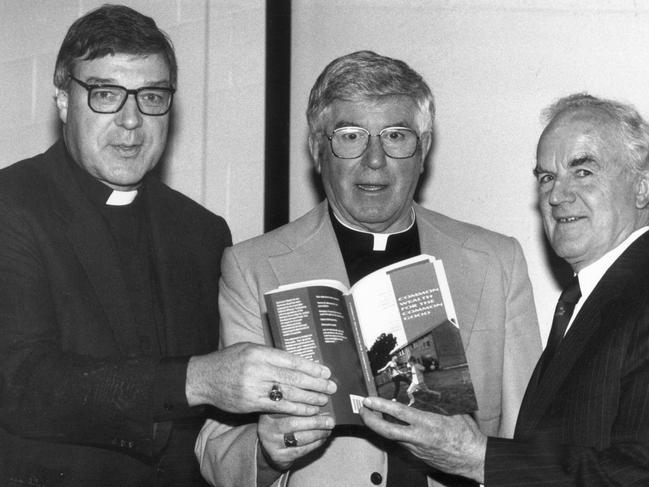 Then Bishop George Pell pictured in 1992 with Bishop Joseph O'Connell and Richard McGarvie.