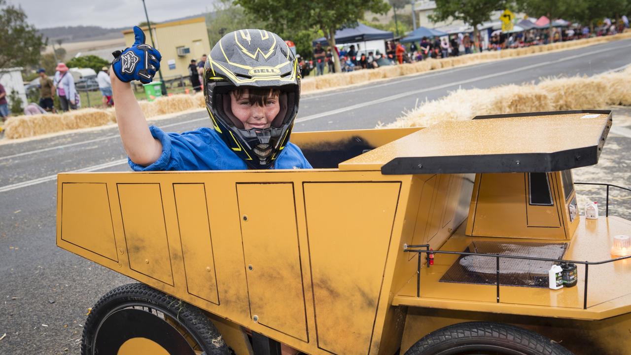 Junior racer Seth Fuller waits for his turn at the Greenmount Billy Cart Challenge, Saturday, November 25, 2023. Picture: Kevin Farmer