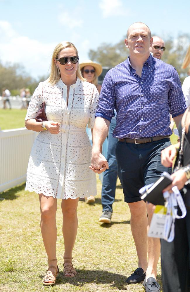 Zara Phillips MBE - granddaughter of the Queen - and Magic Millions ambassador Mike Tindall. Picture: Ken Butti