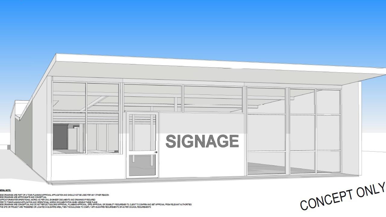 Renders by Design + Architecture of the proposed front of the building to be transformed for the gym.