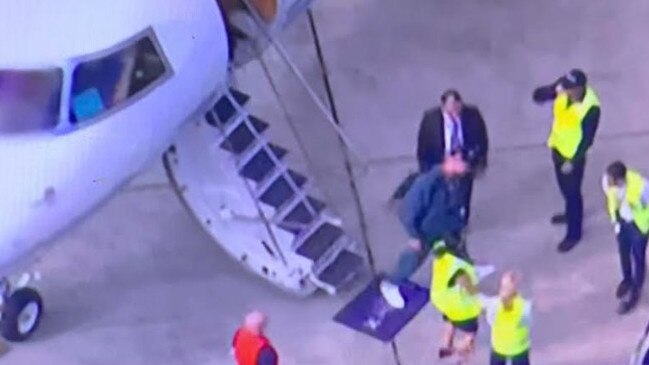 Travis Kelce’s plane lands at Sydney Airport … but that’s not him. Picture: Sunrise
