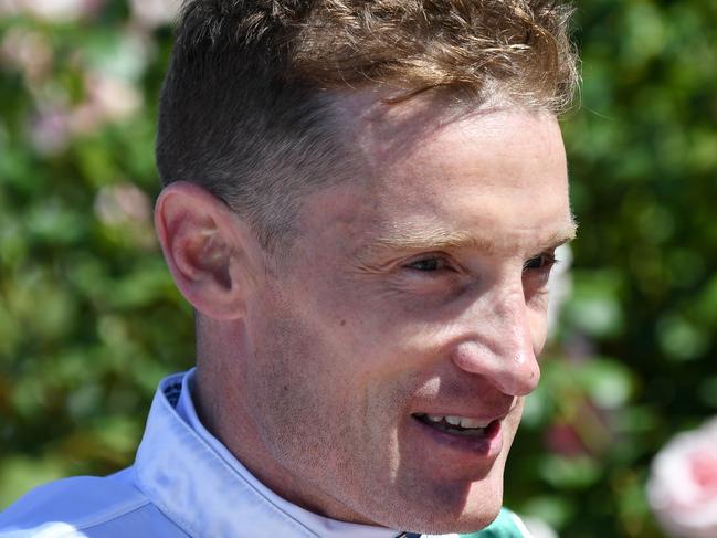 Mark Zahra after winning the Furphy Ale March Stakes aboard So Si Bon at Flemington Racecourse on March 06, 2021 in Flemington, Australia. (Reg Ryan/Racing Photos via Getty Images)