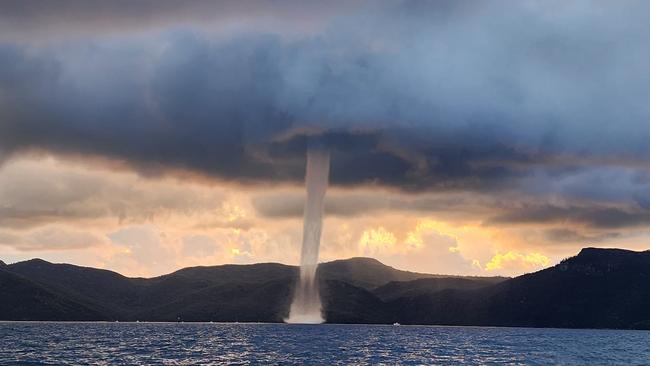 Fishos captured amazing shots of this waterspout out at the Whitsunday Islands on Wednesday. Picture: Murray Story/Catch My Drift