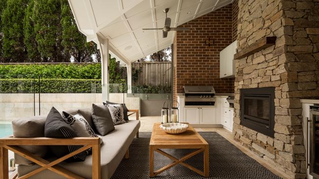 The house’s outdoor entertaining area.