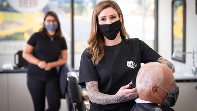 Barber Miki Dunphy from Border Barber in Wodonga. Picture: Simon Dallinger