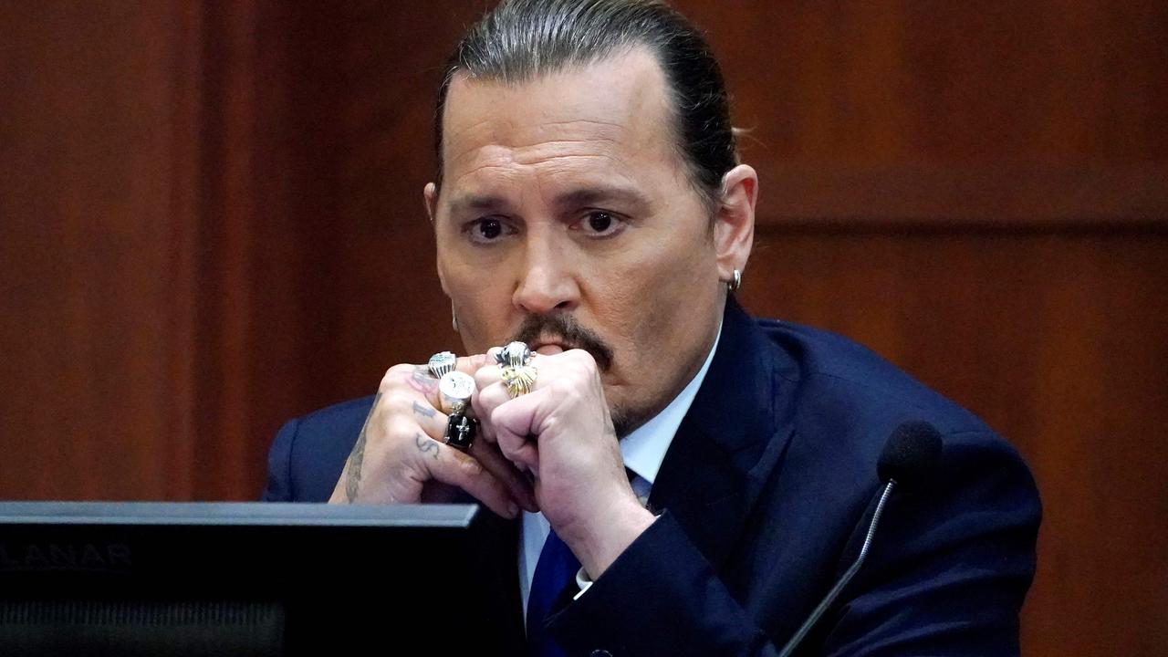 Actor Johnny Depp in the witness box. Picture: Steve Helber/AFP