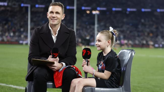 St Mary’s Auskicker Evelyn Soldani with Joel Selwood. Picture: Michael Willson/AFL Photos